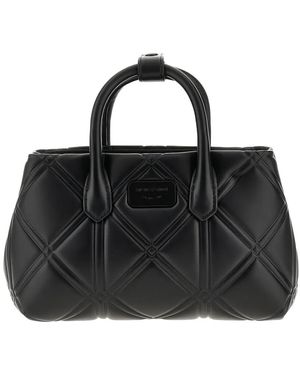 Emporio Armani Mini Quilted-Design Tote Bag - Black