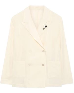 Lardini Double-Breasted Deconstructed Blazer - Natural