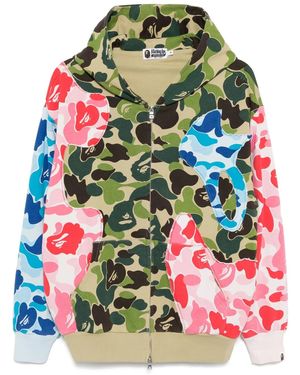 A Bathing Ape Abc Camo Patchwork Hoodie - Red