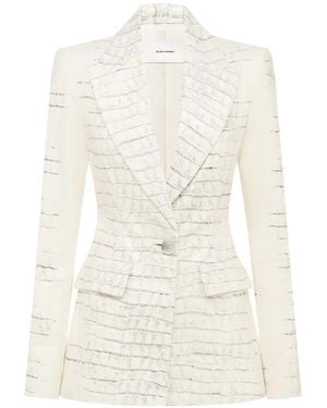 Alex Perry Croc-Embossed Single-Breasted Blazer - White