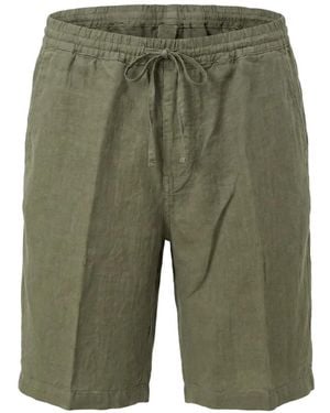 120% Lino Drawstring Linen Shorts - Green