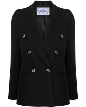 OMBRA MILANO Double-Breasted Notched-Lapels Blazer - Black