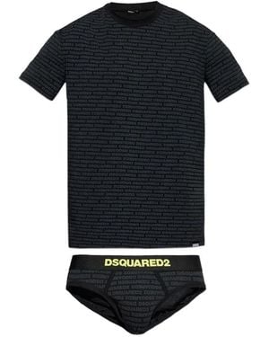 DSquared² Logo-Print T-Shirt And Briefs Set - Black