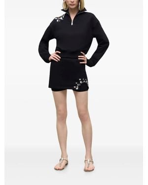 Area Crystal Cut-Out Mini Skort - Black