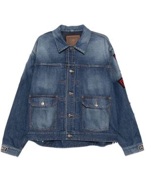 Mastermind Japan Patch-Detail Denim Jacket - Blue