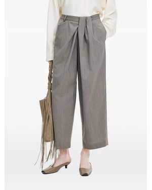 JNBY Pantalon Droit À Design Plissé Et Coupe Raccourcie - Gray