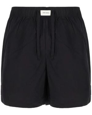 Entire studios Logo-Patch Drawstring-Detail Cotton Shorts - Black