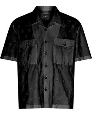 John Richmond Monogram-Pattern Short-Sleeve Shirt - Black