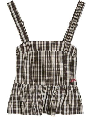 Damson Madder Check-Pattern Top - Brown