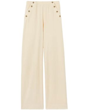 Claudie Pierlot Jean Droit À Boutonnière - Blanc