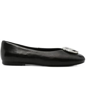 ADRIANNA FERETTI Logo-Plaque Ballet Flats - Black