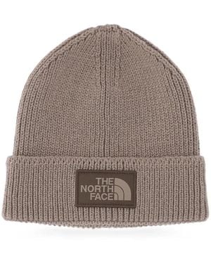 The North Face Logo-Patch Beanie Hat - Brown