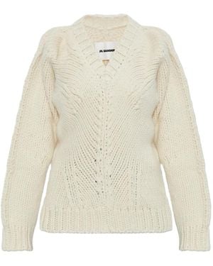 Jil Sander Pullover mit V-Ausschnitt - Weiß