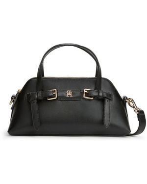 Tommy Hilfiger Buckled Logo-Plaque Tote Bag - Black