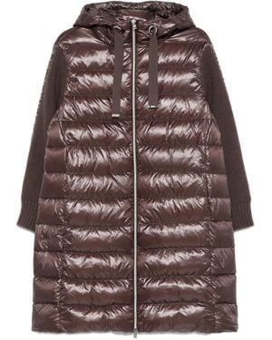Herno フーデッド キルティングコート - ブラウン