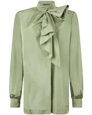 Alberta Ferretti Bow-Detail Long-Sleeved Shirt - Green
