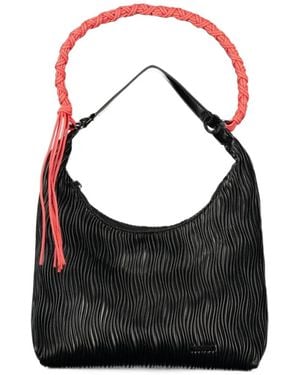 Desigual Pleated Braided-Handle Tote Bag - Black