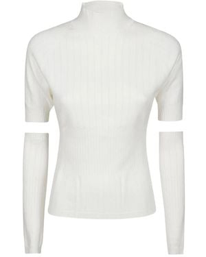 hinnominate Gerippter Pullover Mit Stehkragen - Weiß