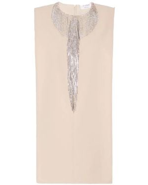 Sportmax Robe Sans Manches À Franges - White