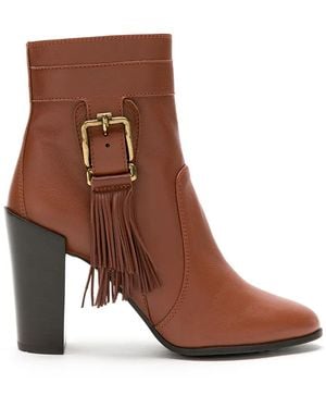 Tod's Fringed Buckle Ankle Boots - Brown