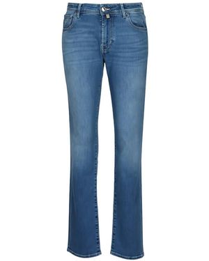 Jacob Cohen Bard Faded-Effect Logo-Patch Jeans - Blue
