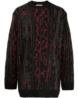 Yohji Yamamoto パターンインターシャ プルオーバー - ブラック