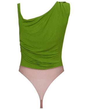 Elisabetta Franchi Body Con Manga Asimétrica - Verde