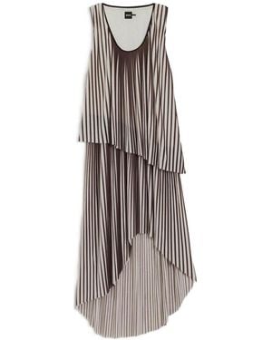 BOSS Vestido A Rayas Con Pliegues - Blanco