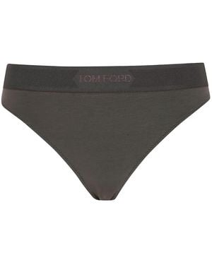 Tom Ford Logo-Waistband Thong - Black