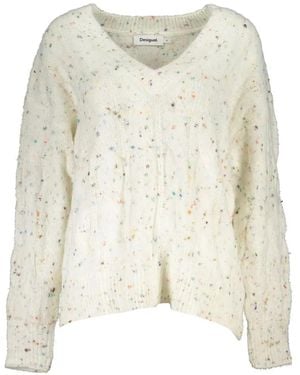 Desigual Cable-Knit Speckled Sweater - Weiß