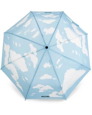 Moschino Cloud-Print Folding Umbrella - Blue