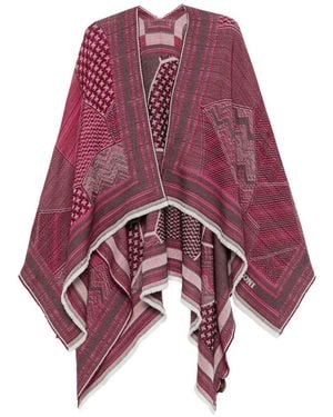 Missoni Geometric-Pattern Fringed Cape - Red