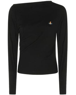 Vivienne Westwood Hebo Orb-Embroidered Draped Top - Black