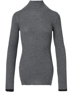 Plan C Ribbed-Knit Turtleneck Jumper - Grey