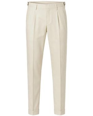 Berwich Pleated-Detail Turn-Up Pants - Natural