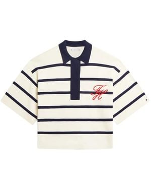Tommy Hilfiger Striped Polo Top - White