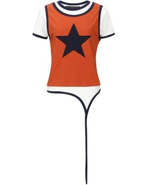ANDERSSON BELL Star-Applique Layered T-Shirt - Orange