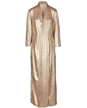 Tessitura Body Couture Metallic-Effect Maxi Dress - Natural