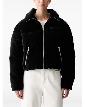 KARL LAGERFELD Velvet-Effect Puffer Jacket - Black