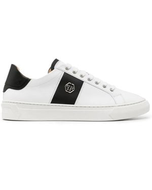 Philipp Plein Logo-Plaque Leather Trainers - White