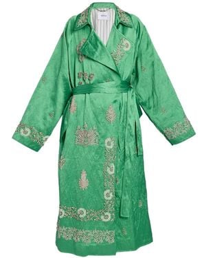 Erdem Embellished Belted Trench Coat - Green