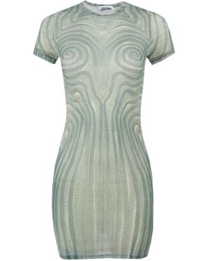Jean Paul Gaultier Spiral-print Mesh Dress - グリーン