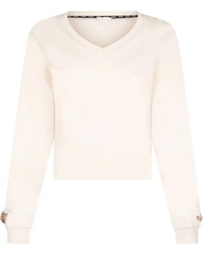 Liu Jo V-Neck Chain-Detail Sweatshirt - White