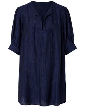 Officine Generale Ggi Crinkled-Finish Pleated-Back Mini Dress - Blue