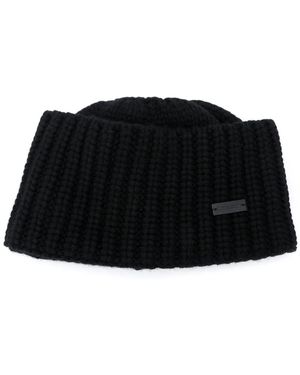 Saint Laurent Kaschmirmütze Mit Logo-Schild - Schwarz