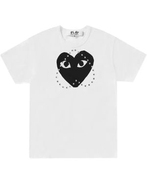 COMME DES GARÇONS PLAY Logo-Print Studded-Embellishment T-Shirt - White