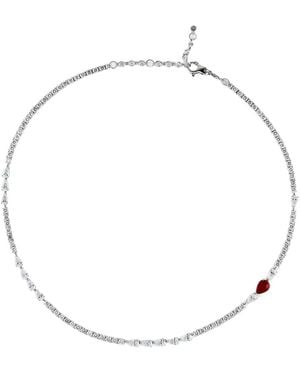 Jewels Aficionado 18K Diamond And Ruby Necklace - White