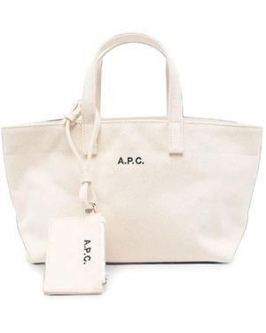 A.P.C. Small Le Drummer Logo-Print Tote Bag - White