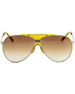 The Attico X Linda Farrow Amelia Pilot-Frame Sunglasses - Yellow