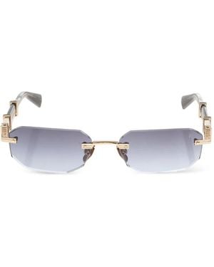 Balmain Geometric-Frame Rimless Sunglasses - White